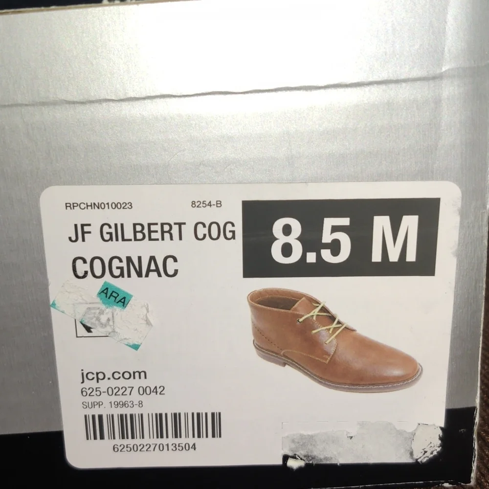 JF J.Ferrar Mens GilbertBlock Heel Chukka BootsSize 8M Men's Color Cognac Des